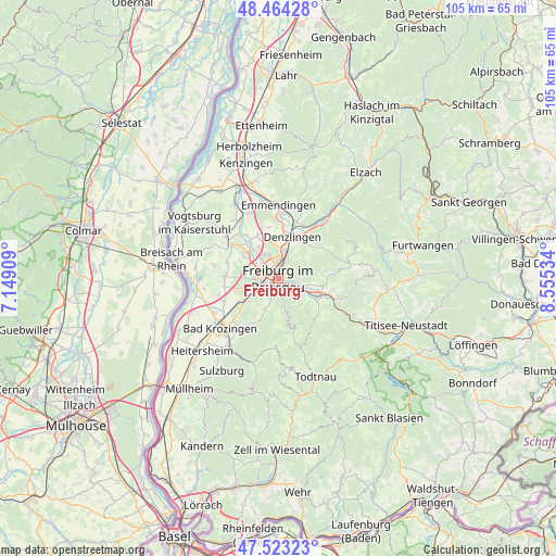 Freiburg on map