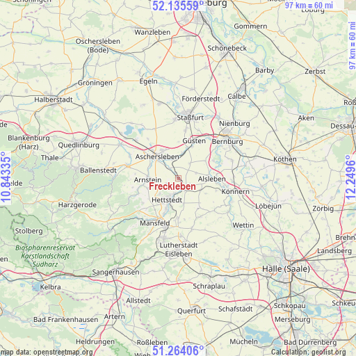 Freckleben on map