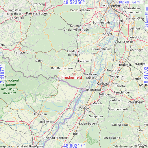 Freckenfeld on map