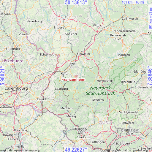 Franzenheim on map