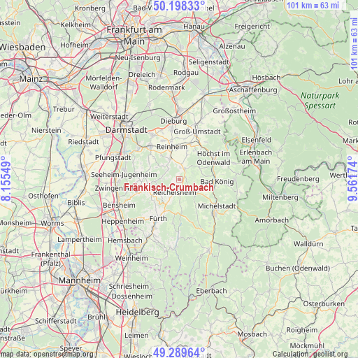Fränkisch-Crumbach on map
