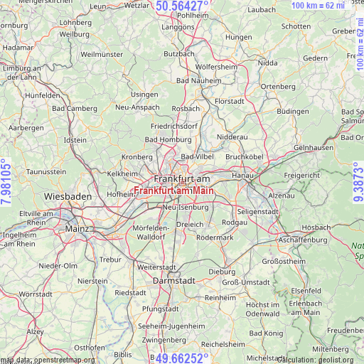 Frankfurt am Main on map