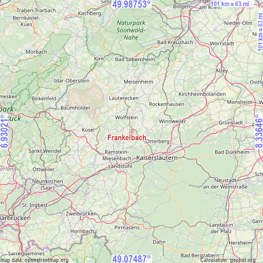 Frankelbach on map