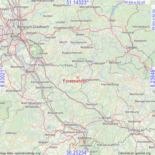 Forstmehren on map