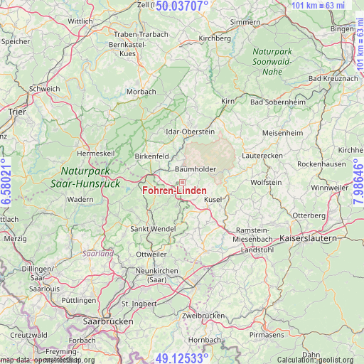 Fohren-Linden on map