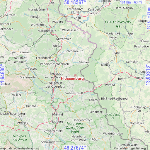 Flossenbürg on map
