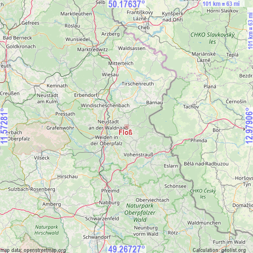 Floß on map