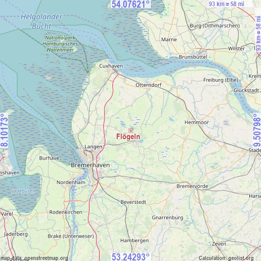 Flögeln on map