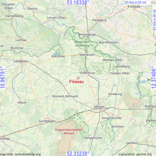 Flessau on map