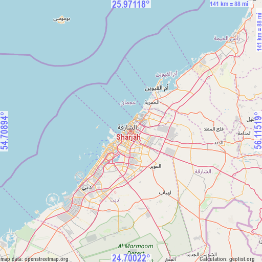 Sharjah on map