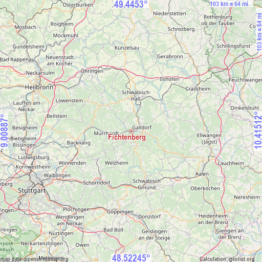 Fichtenberg on map