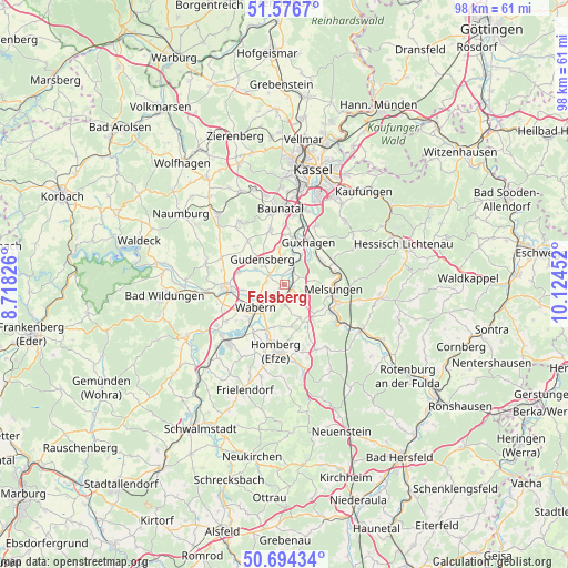 Felsberg on map
