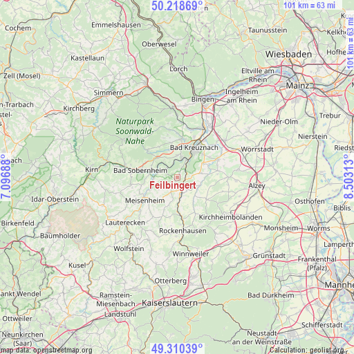 Feilbingert on map