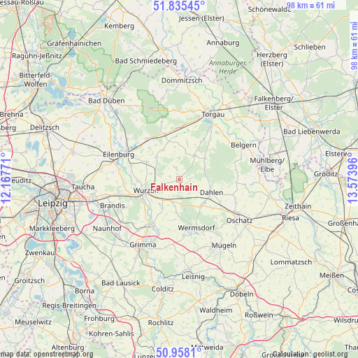Falkenhain on map