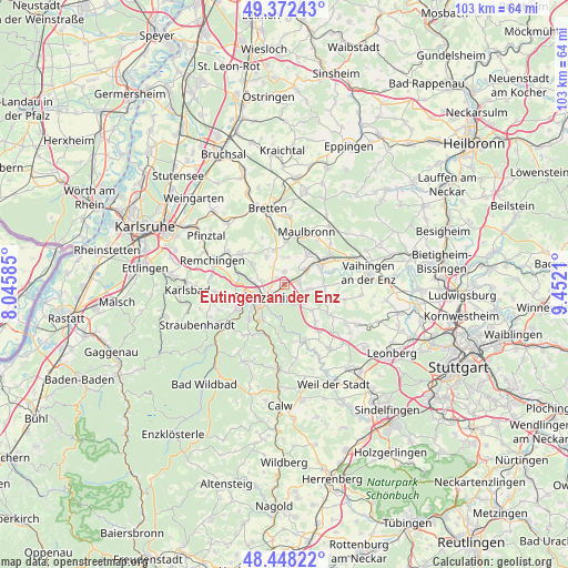 Eutingen an der Enz on map
