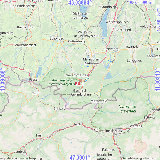 Ettal on map