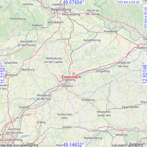 Essenbach on map