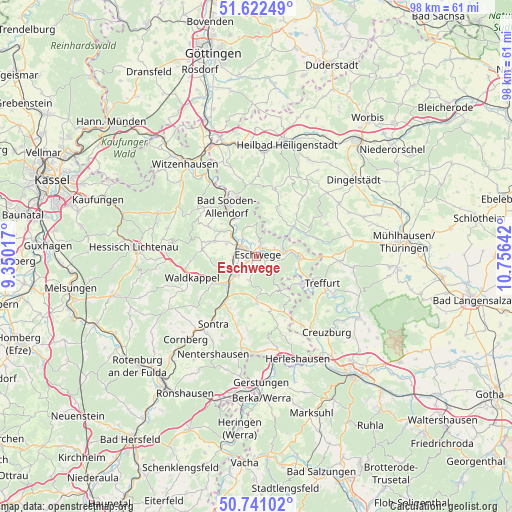 Eschwege on map