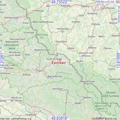 Eschlkam on map