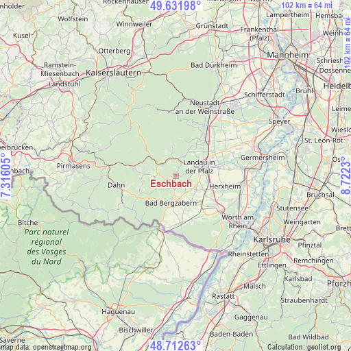 Eschbach on map