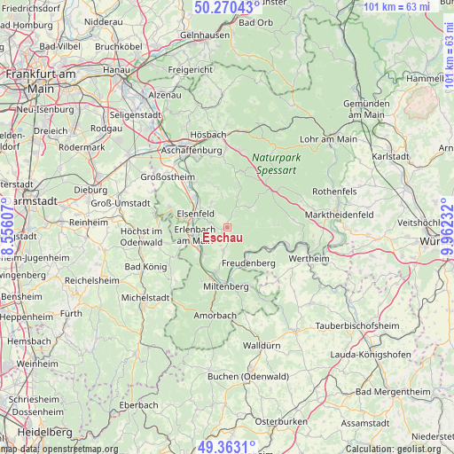 Eschau on map