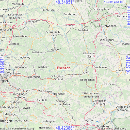 Eschach on map