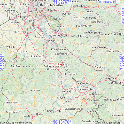 Erpel on map
