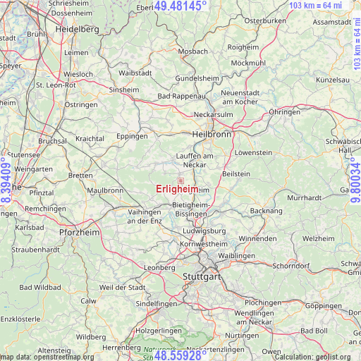 Erligheim on map