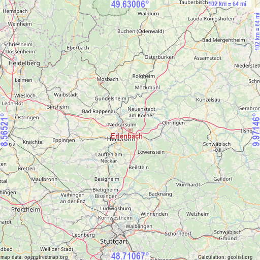 Erlenbach on map