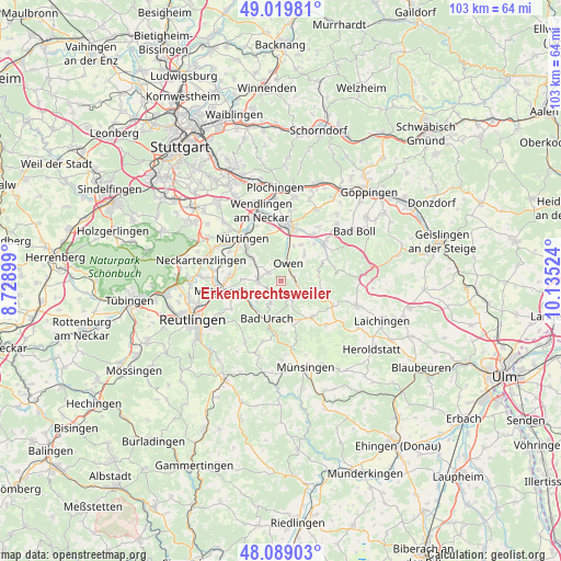 Erkenbrechtsweiler on map