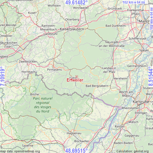 Erfweiler on map