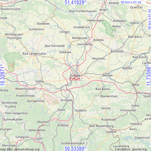 Erfurt on map