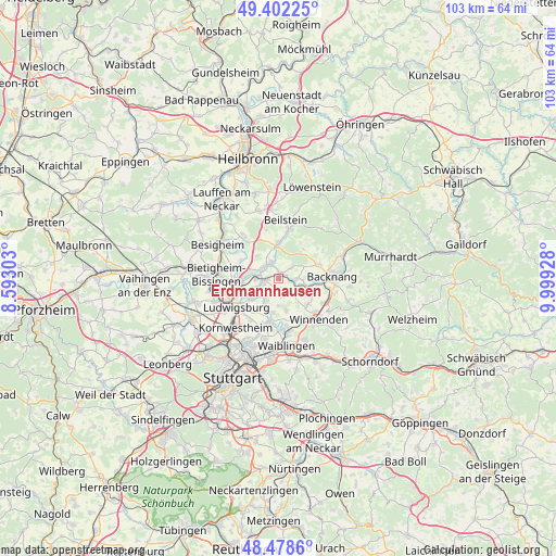 Erdmannhausen on map
