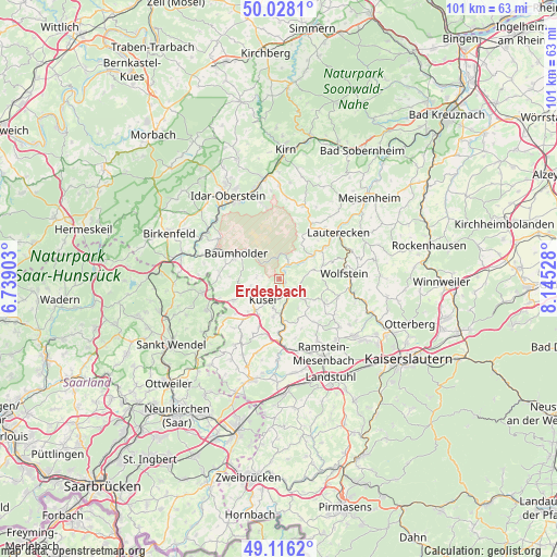 Erdesbach on map