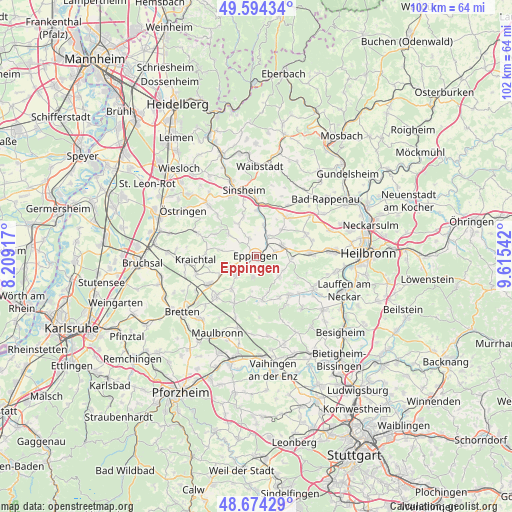 Eppingen on map