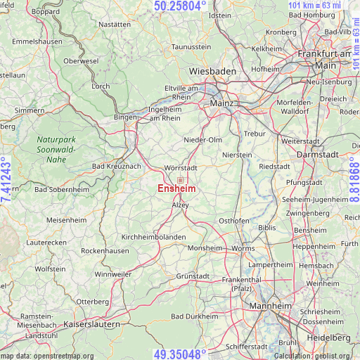 Ensheim on map