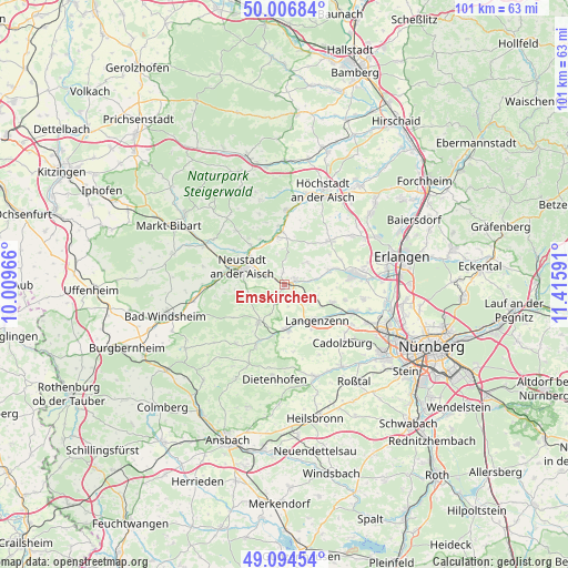 Emskirchen on map