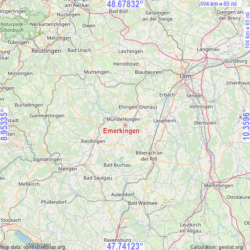 Emerkingen on map