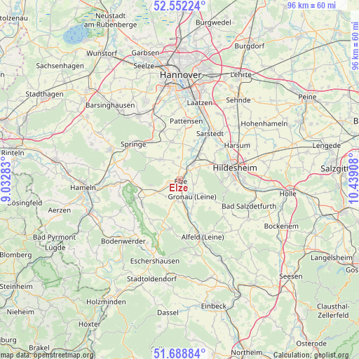 Elze on map