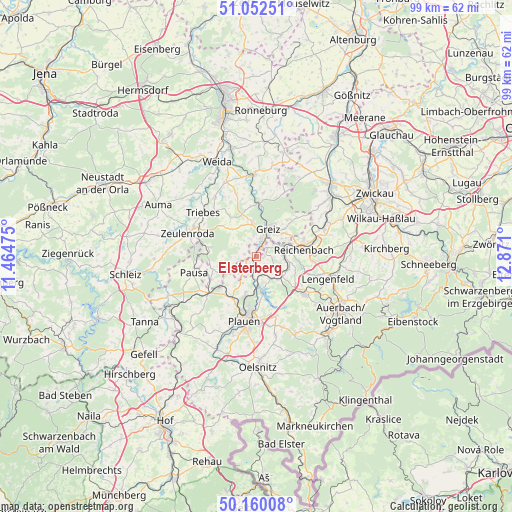 Elsterberg on map