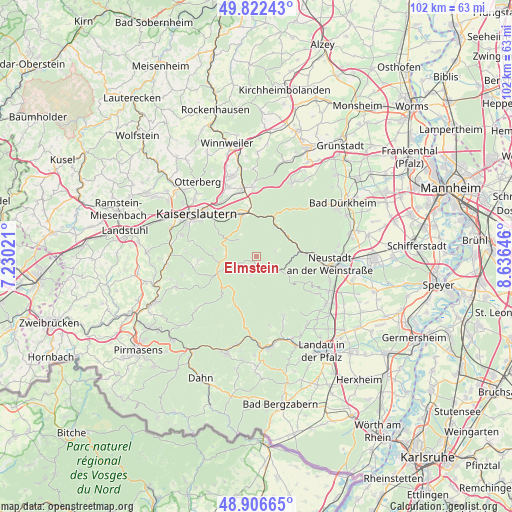 Elmstein on map