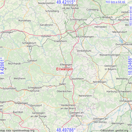 Ellwangen on map