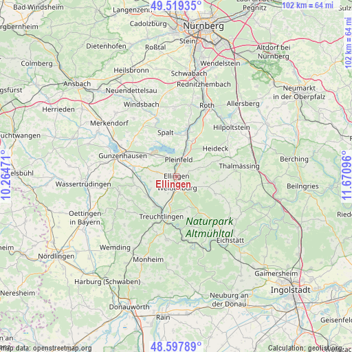 Ellingen on map