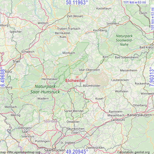 Elchweiler on map