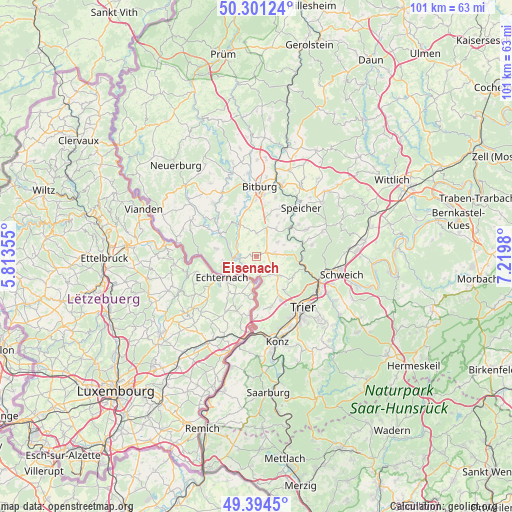 Eisenach on map