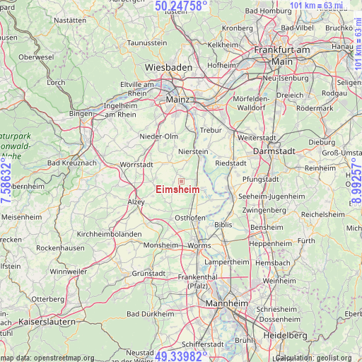Eimsheim on map