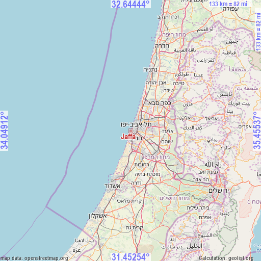 Jaffa on map