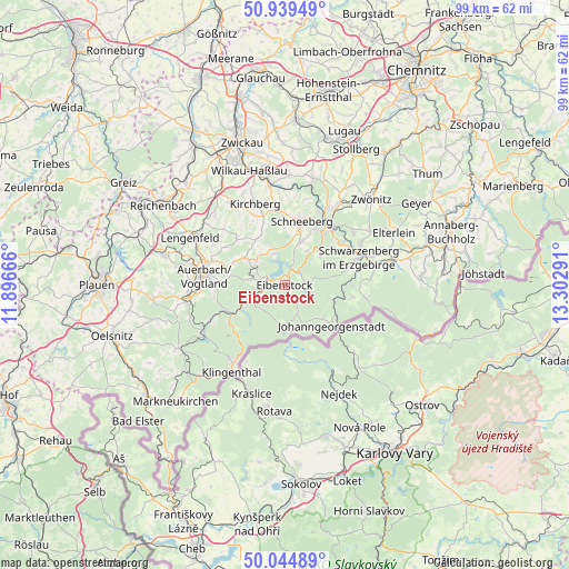Eibenstock on map