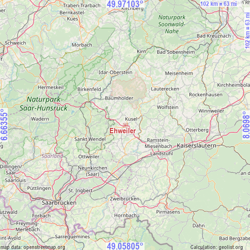 Ehweiler on map