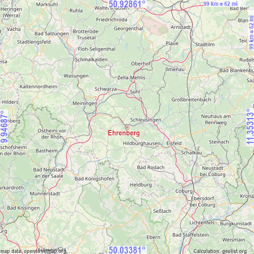 Ehrenberg on map